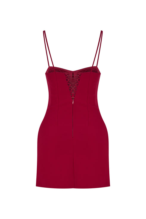 STONE EMBROIDERED STRAPS MINI DRESS